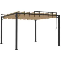 Syfax Gazebo con Tetto a Lamelle 3x3 m in Tessuto Tortora e Alluminio