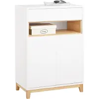 SoBuy credenza armadio da cucina cassettiera armadio da corridoio buffet cassettiera da cucina armadio portaoggetti bianco naturale WHT circa 60x85x34cm FSB97-WN