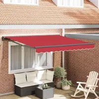 Prolenta Maison Exclusive - Tenda da sole manuale, dimensioni 3,5 x 2,5 m, colore rosso, realizzata in poliestere al 100%