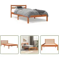 The Living Store letto in legno massiccio cera marrone 90x190 cm pino