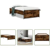 The Living Store struttura letto in rovere affumicato 100x200 cm materiale a base di legno e metallo