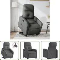 The Living Store Poltrona relax con supporto in piedi in tessuto grigio scuro