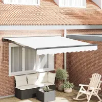 Prolenta Maison Exclusive - Tenda da sole manuale, 3 x 2,5 metri, colore bianco, 100% poliestere