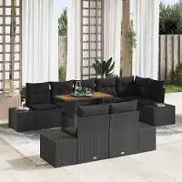 Prolenta Maison Exclusive - Set da giardino composto da 9 pezzi, divano in rattan sintetico nero