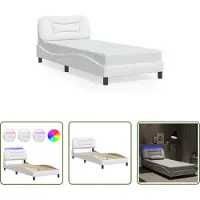 The Living Store Struttura letto con LED bianco 80x200 cm in ecopelle