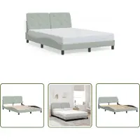 The Living Store Struttura letto con testiera in velluto grigio chiaro 140x190 cm
