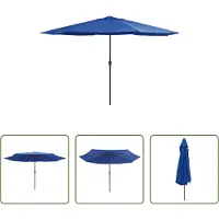 The Living Store Ombrellone con palo in metallo 390 cm azzurro