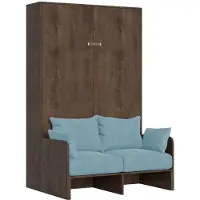 Itamoby - Letto una piazza e mezzo a scomparsa 120 Kentaro con divano noce, azzurro