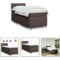The Living Store Letto a molle con materasso marrone scuro 80x200 cm in tessuto