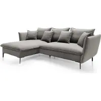 Furnlux Classic FURNLUX Divano angolare grigio e nero lucido 258 cm / Colore principale: Grigio / Dimensioni: 258 x 91 x 167 cm