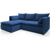 Furnlux Classic FURNLUX Divano angolare Oro Blu e Nero 230cm / Colore principale: Blu / Dimensioni: 230 x 91 x 166 cm