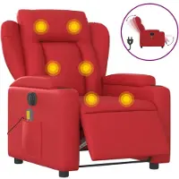 Syfax Poltrona Massaggio Elettrica Reclinabile Rosso Pelle finta