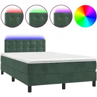 Syfax Letto a Molle con Materasso e LED Verde Scuro 120x190cm Velluto