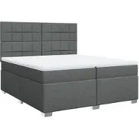 Syfax Giroletto a Molle con Materasso Grigio Scuro 200x200 cm Tessuto