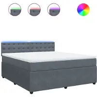 Syfax Giroletto a Molle con Materasso Grigio Scuro 180x200 cm Velluto