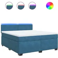 Syfax Giroletto a Molle con Materasso Blu 180x200 cm in Velluto