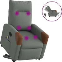 Syfax Poltrona Alzapersona Massaggi Elettrica Grigio Scuro Tessuto