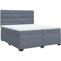 Syfax Giroletto a Molle con Materasso Grigio Scuro 200x200 cm Velluto