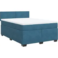 Syfax Giroletto a Molle con Materasso Blu Scuro 140x200 cm in Velluto