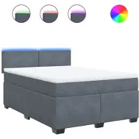 Syfax Giroletto a Molle con Materasso Grigio Scuro 140x200 cm Velluto