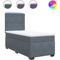 Syfax Giroletto a Molle con Materasso Grigio Scuro 100x200 cm Velluto