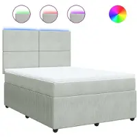 Syfax Giroletto a Molle con Materasso Grigio Chiaro 140x200cm Velluto
