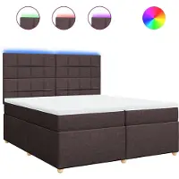 Syfax Giroletto a Molle con Materasso Marrone Scuro 200x200cm Tessuto