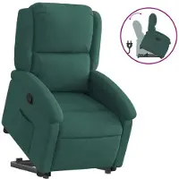 Syfax Poltrona Alzapersona Reclinabile Verde Scuro in Velluto