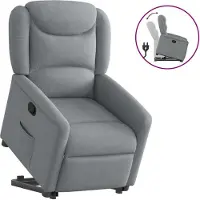 Syfax Poltrona Alzapersona Reclinabile Grigio Chiaro in Tessuto