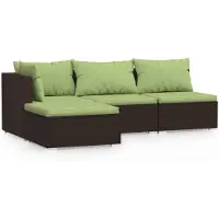 Syfax Set Mobili da Giardino 4 pz con Cuscini in Polyrattan Marrone