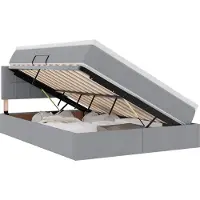 vidaXL Letto a castello con contenitore LED con materasso, grigio chiaro, 140 x 190 cm, tessuto