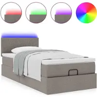 Syfax Struttura Letto Pouf con Materasso Tortora 80x200 cm in Tessuto