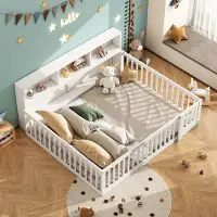MODFU Letto a scomparsa, divano letto 140x200 cm con spazio contenitore e rete a doghe, letto a scomparsa in legno, letto basso per bambini, letto per bambini, bianco (senza materasso)