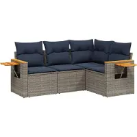 Syfax Set Divani da Giardino 4 pz con Cuscini Grigio in Polyrattan