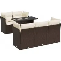 Syfax Set Divano da Giardino 6 pz con Cuscini Marrone in Polyrattan