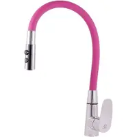RAV Miscelatore per lavello con braccio flessibile e doccia AMUR, Colore: cromo/rosa, Dimensioni: 1/2'' (AM719.5/12R)