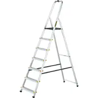 Drabest | Scala - Scala multiuso in alluminio PRO - 7 gradini - scala a gradini - stabile, leggera, con ganci - capacità di carico 150 kg