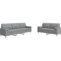 Syfax Set Divani 2 pz con Cuscini Decorativi Grigio Chiaro in Tessuto