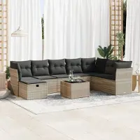 Prolenta Maison Exclusive - Set Divano da Giardino 9pz con Cuscini Grigio Chiaro Polyrattan
