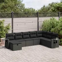 Prolenta Maison Exclusive - Set da giardino 8 pezzi con cuscini in polyrattan nero