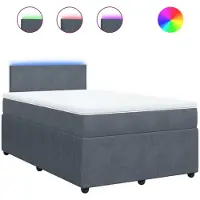 Syfax Giroletto a Molle con Materasso Grigio Scuro 120x200 cm Velluto