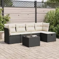 Prolenta Maison Exclusive - Set Divano da Giardino 6 pz con Cuscini Nero in Polyrattan