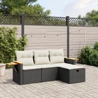 Prolenta Maison Exclusive - Set Divani da Giardino 4 pz con Cuscini Nero in Polyrattan