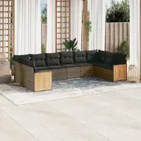 Prolenta Maison Exclusive - Set Divano da Giardino 10 pz con Cuscini Grigio in Polyrattan