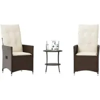 Prolenta Maison Exclusive - Set da bistrot 3 pezzi con cuscini Marrone Poly Rattan