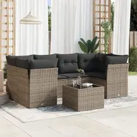 Prolenta Maison Exclusive - Set Divani da Giardino 7 pz con Cuscini Grigio in Polyrattan