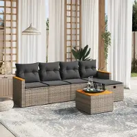 Prolenta Maison Exclusive - Set da giardino 6 pezzi con cuscini Grigio Poly Rattan