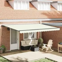 Prolenta Maison Exclusive - Tenda da sole manuale, 4,5 x 3 metri, color crema, 100% poliestere