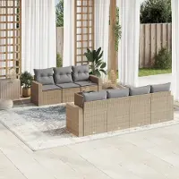 Prolenta Maison Exclusive - Set Divano da Giardino 8 pz con Cuscini Beige in Polyrattan
