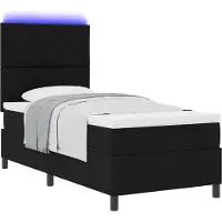Syfax Letto a molle con materasso con led Nero 100 x 200 cm Tessuto